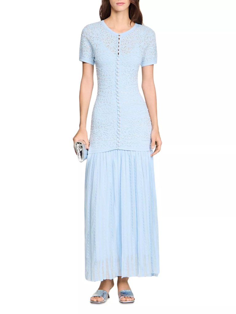 Sandro Beaded Knit Maxi Dress
